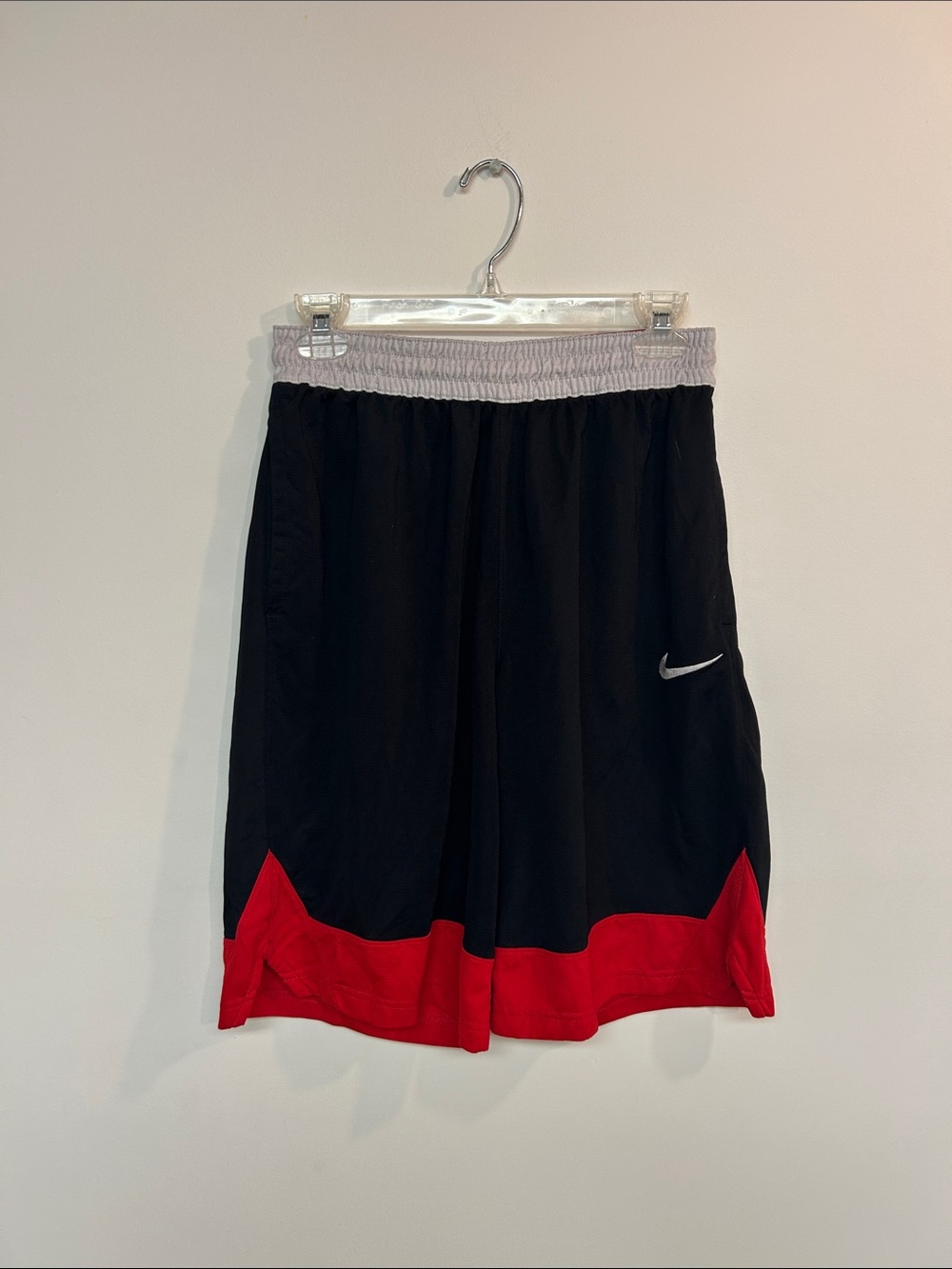 Nike Men’s Black & Red Athletic Shorts with Gray Waistband